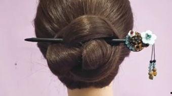 如何用发簪盘头发视频